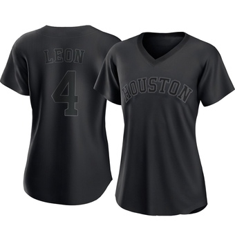 Women's Replica Houston Astros Pedro Leon Pitch Fashion Jersey - Black