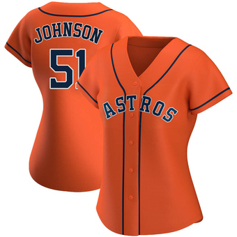 Women's Replica Houston Astros Randy Johnson Alternate Jersey - Orange