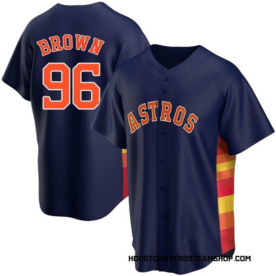 Youth Replica Houston Astros Aaron Brown Navy Alternate Jersey - Brown