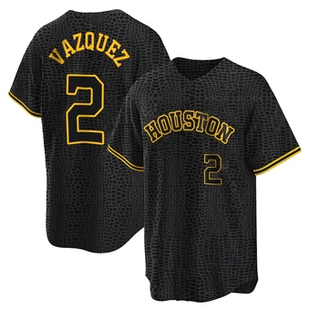 Youth Replica Houston Astros Christian Vazquez Snake Skin City Jersey - Black