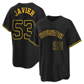 Youth Replica Houston Astros Cristian Javier Snake Skin City Jersey - Black