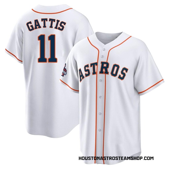 Youth Replica Houston Astros Evan Gattis 2022 World Series Champions Home Jersey - White