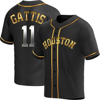 Youth Replica Houston Astros Evan Gattis Alternate Jersey - Black Golden