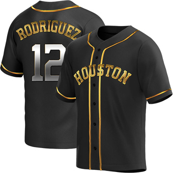 Youth Replica Houston Astros Ivan Rodriguez Alternate Jersey - Black Golden