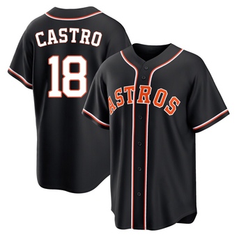 Youth Replica Houston Astros Jason Castro Fashion Out Jersey - Black