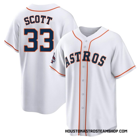 Youth Replica Houston Astros Mike Scott 2022 World Series Champions Home Jersey - White