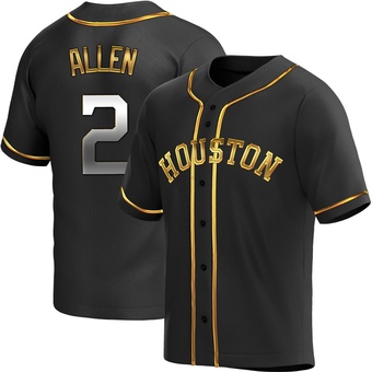 Youth Replica Houston Astros Nick Allen Alternate Jersey - Black Golden